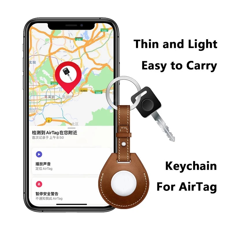 Leather Hangable AirTag Case
