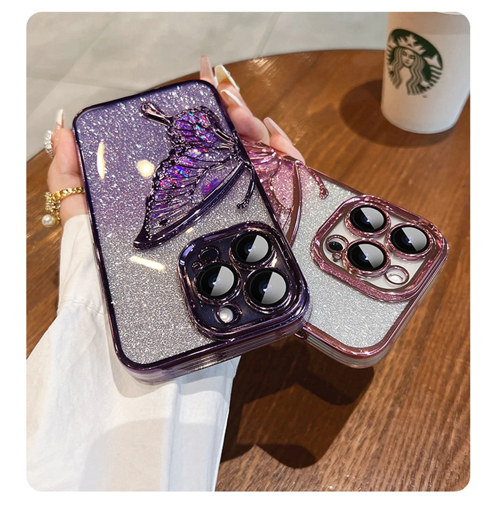 Flash Glitter Butterfly iPhone Case