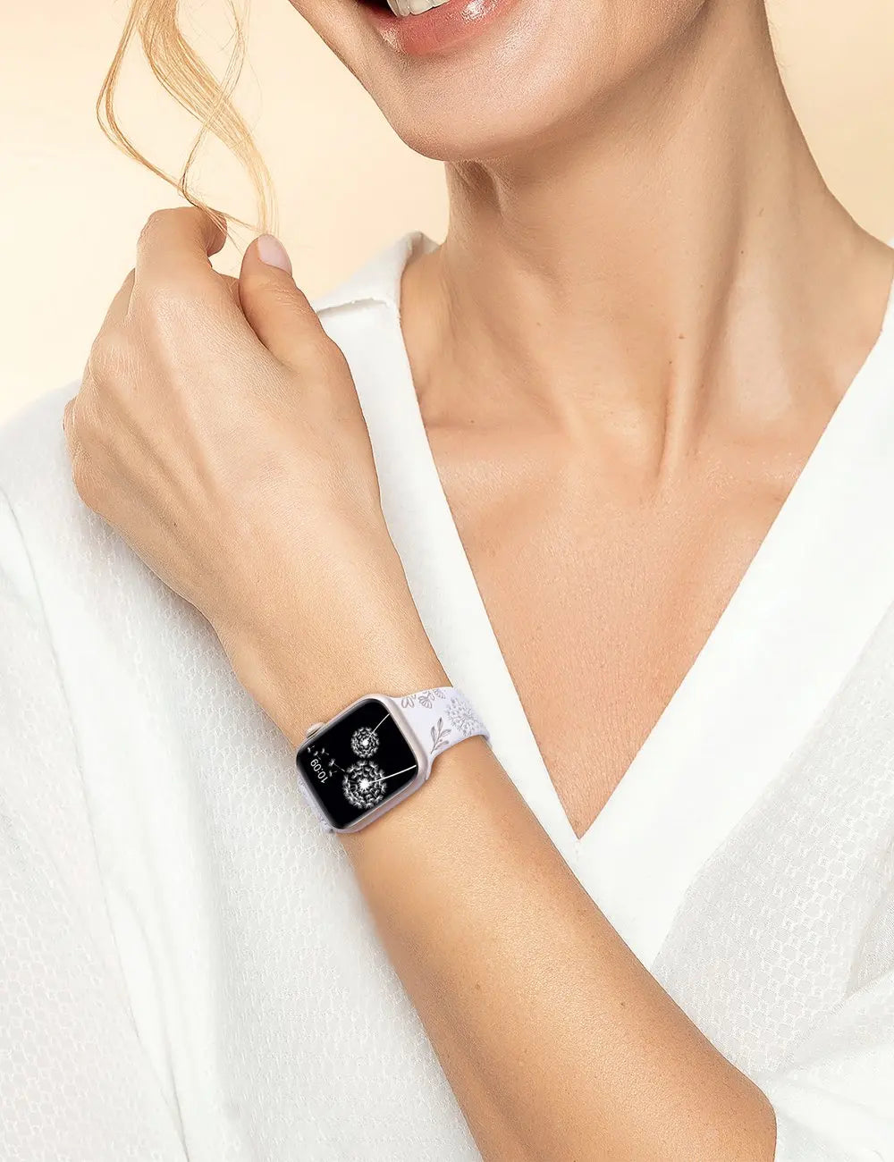 Engraved Floral Band for Apple Watch