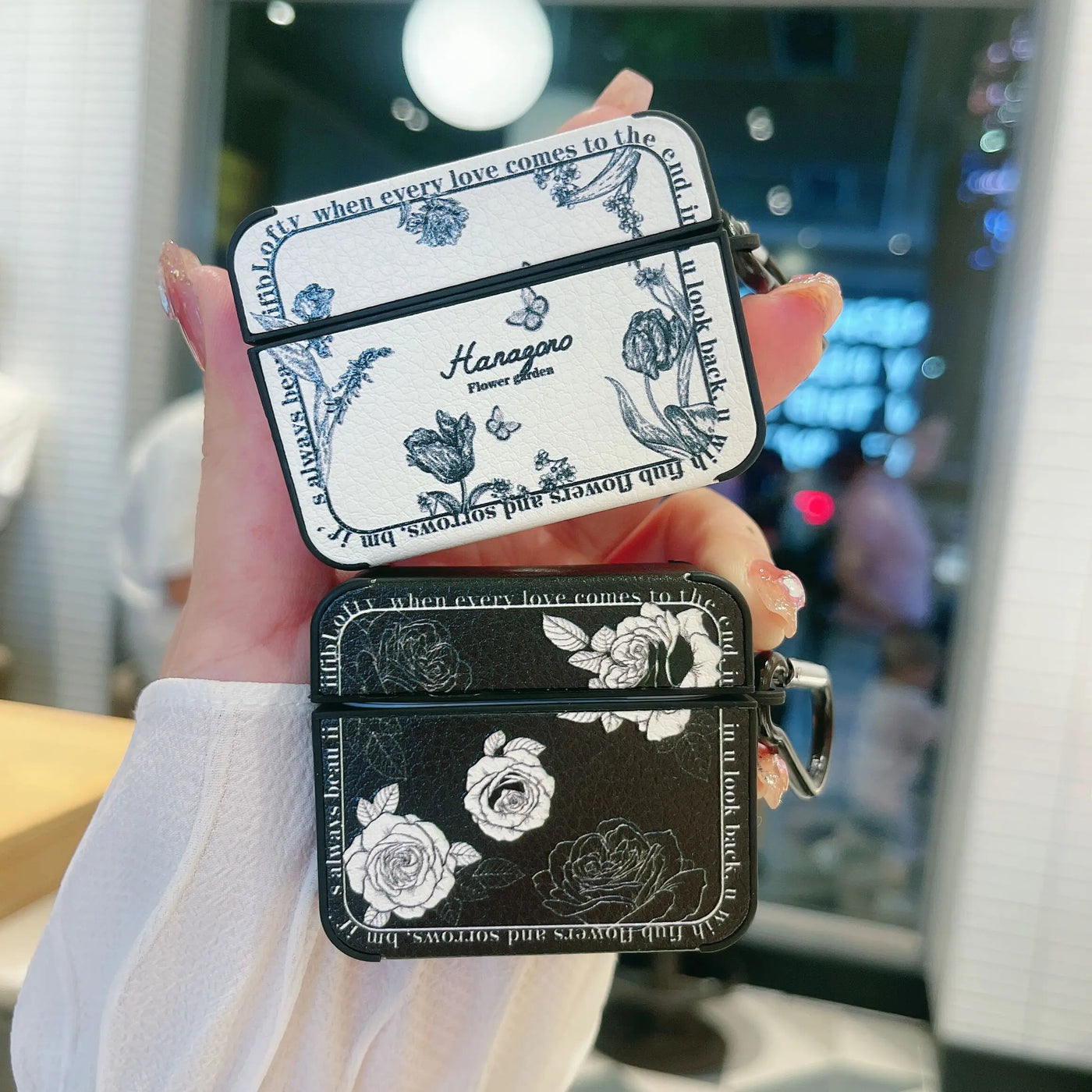 Airpods White Retro Rose Case