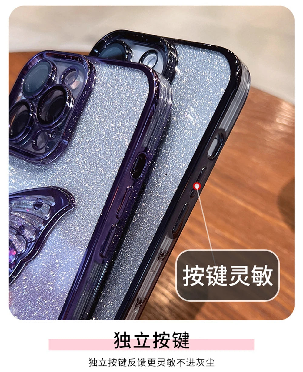 Flash Glitter Butterfly iPhone Case