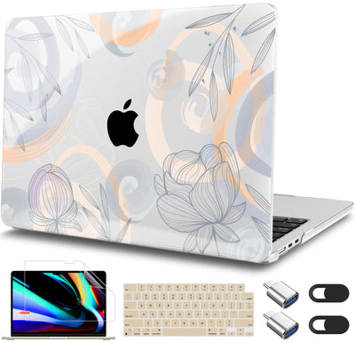 Elegant Purple Floral Print MacBook Case