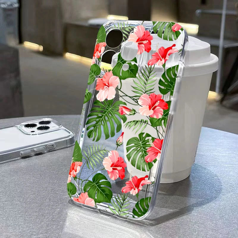 Flowers Pattern Transparent Cover