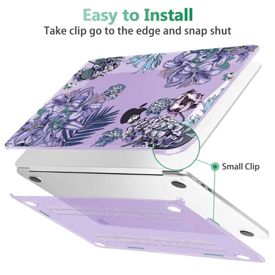 Elegant Purple Floral Print MacBook Case