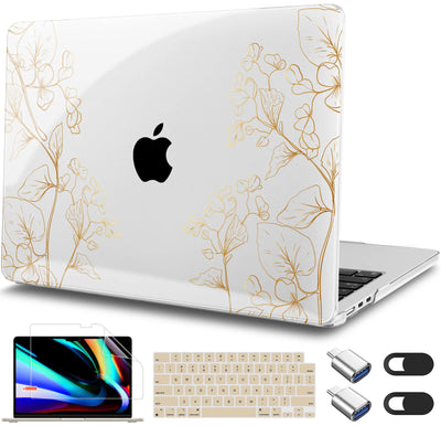 Elegant Purple Floral Print MacBook Case