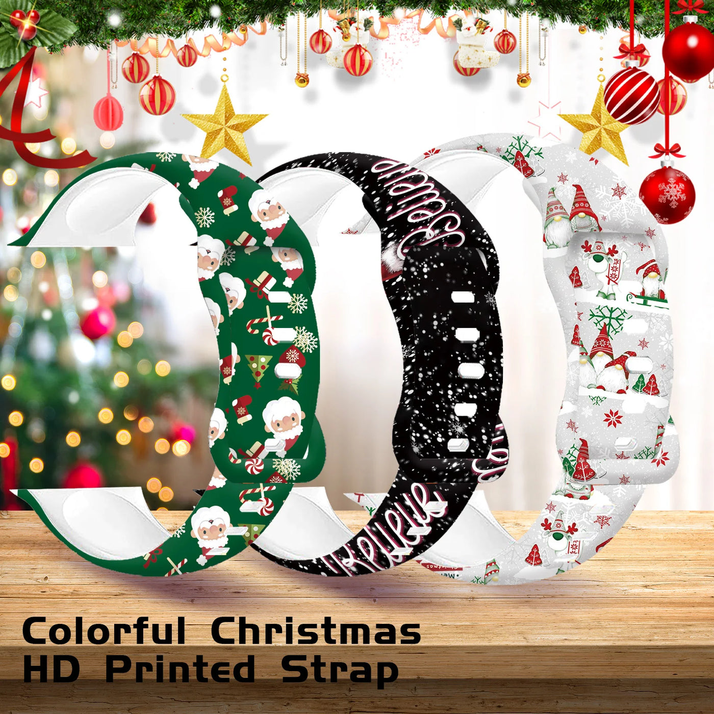 Colorful Christmas Silicone Strap