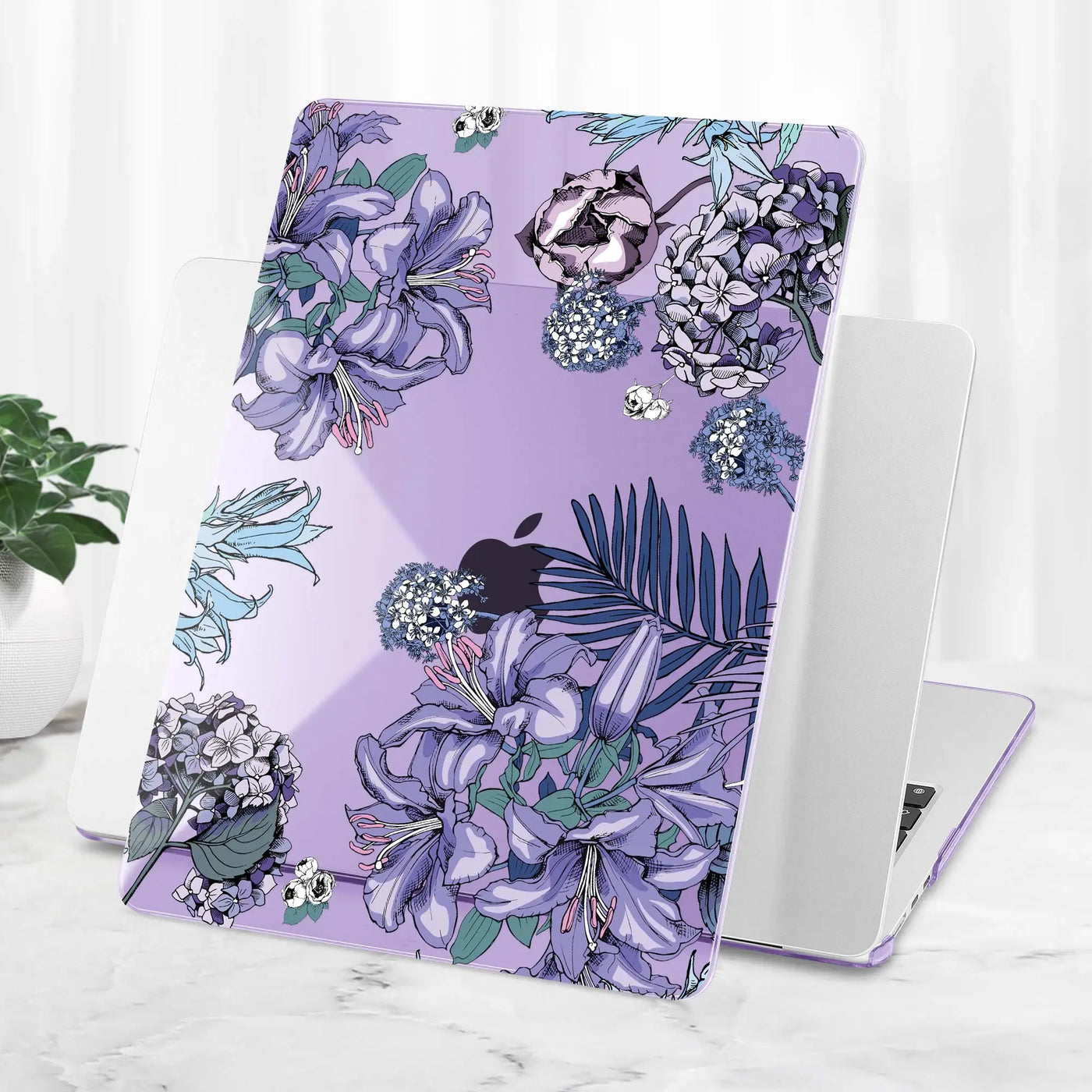 Elegant Purple Floral Print MacBook Case