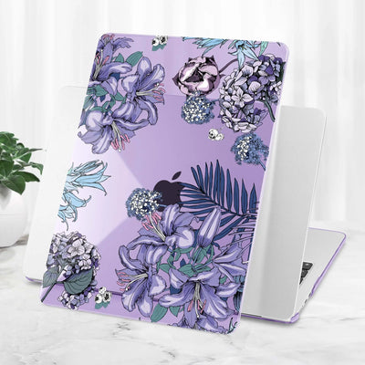 Elegant Purple Floral Print MacBook Case