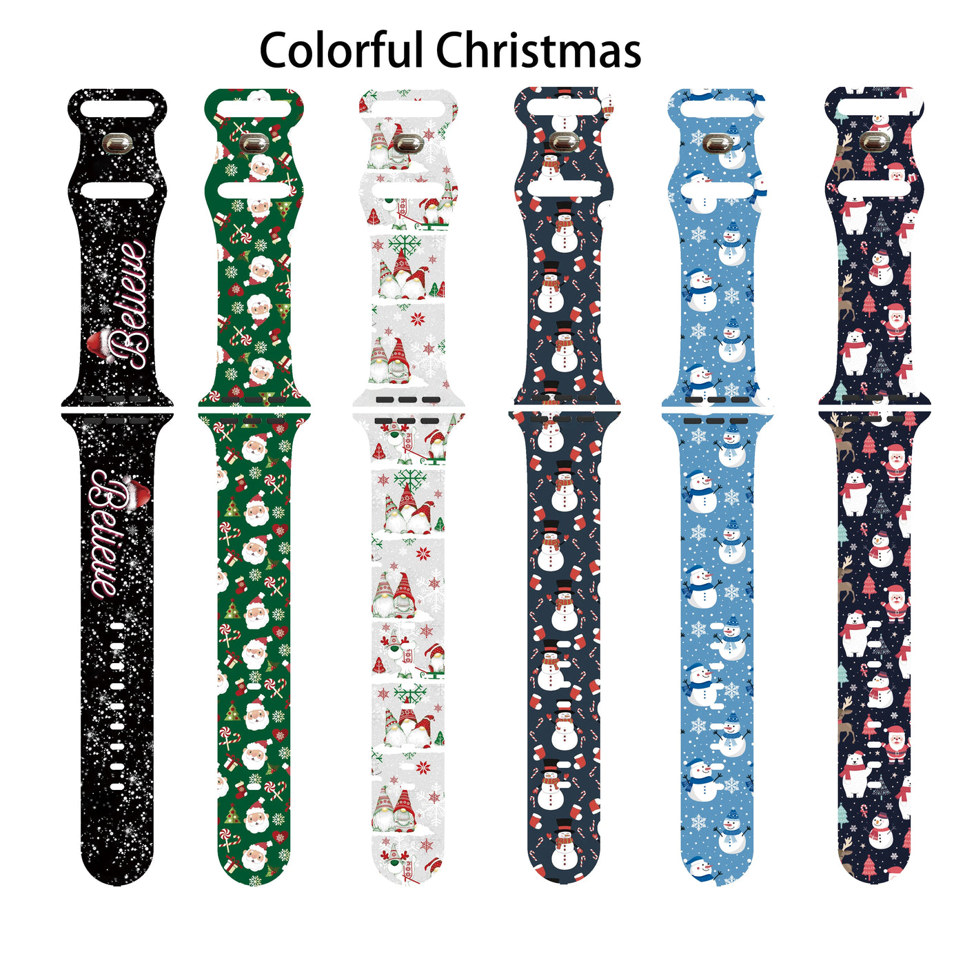 Colorful Christmas Silicone Strap