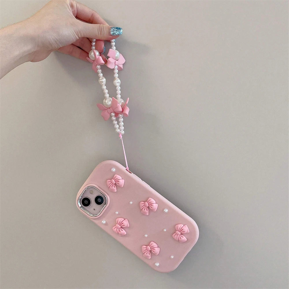 Cute Pink Bow-knot Pearl Case