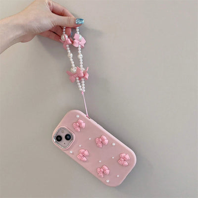Cute Pink Bow-knot Pearl Case