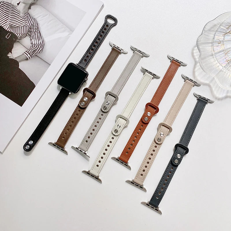 Thin Leather Strap for Apple Watch