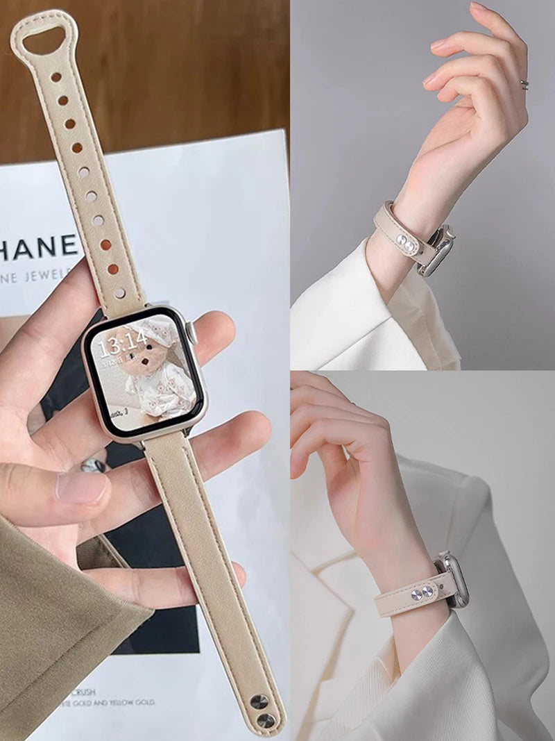 Thin Leather Strap for Apple Watch