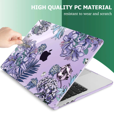 Elegant Purple Floral Print MacBook Case