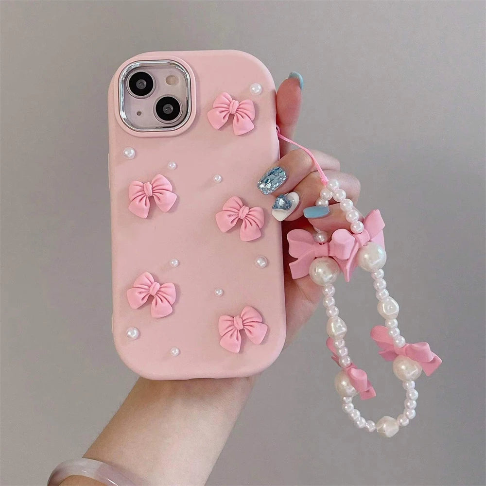 Cute Pink Bow-knot Pearl Case
