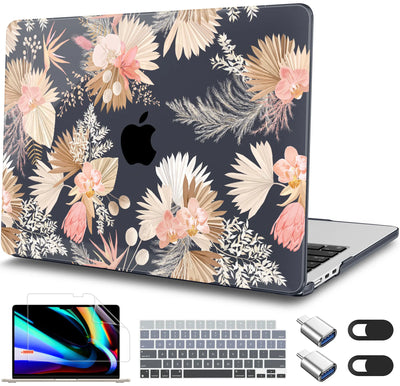Elegant Purple Floral Print MacBook Case