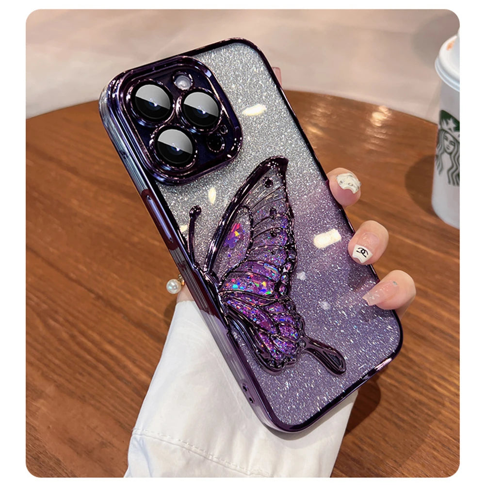 Flash Glitter Butterfly iPhone Case