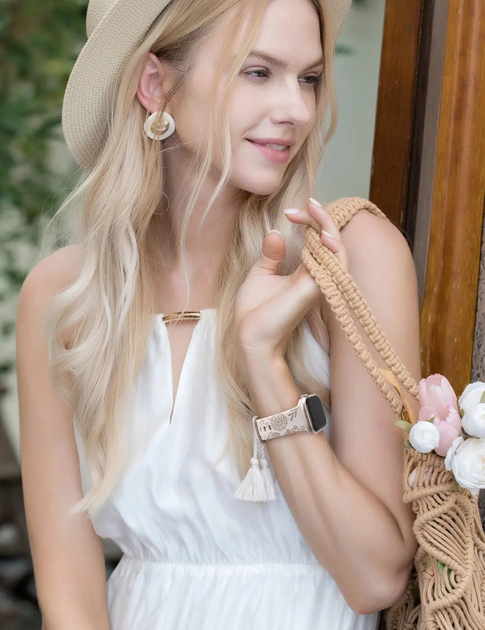 Engraved Floral Band for Apple Watch