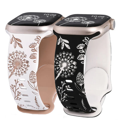 Engraved Floral Band for Apple Watch