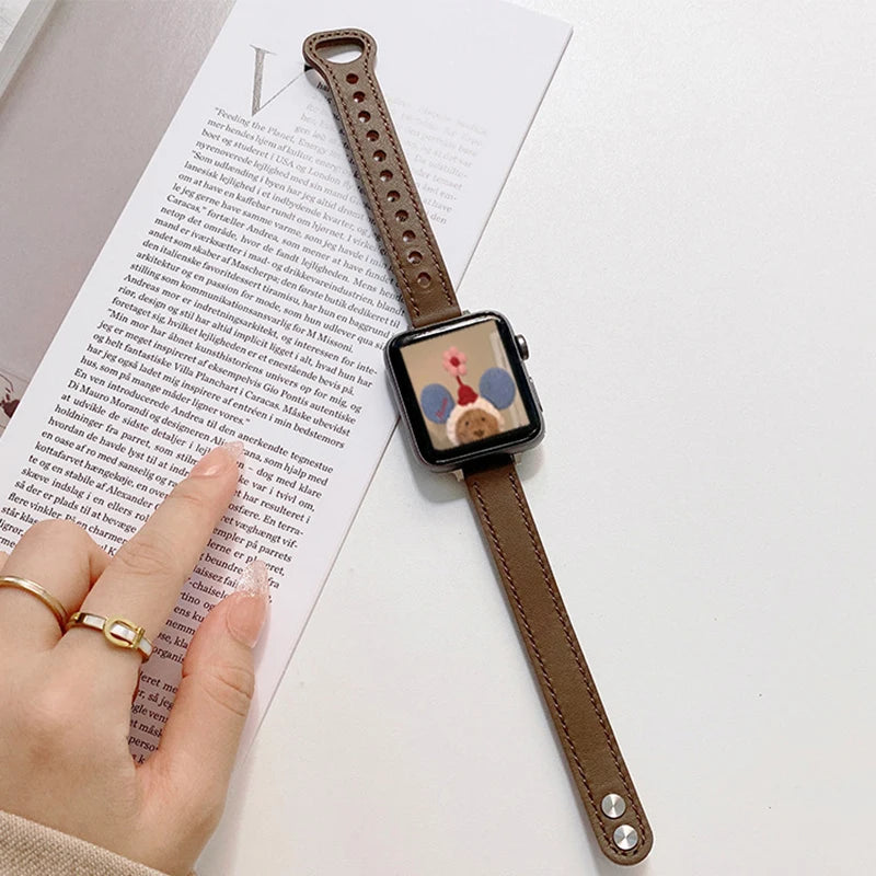 Thin Leather Strap for Apple Watch