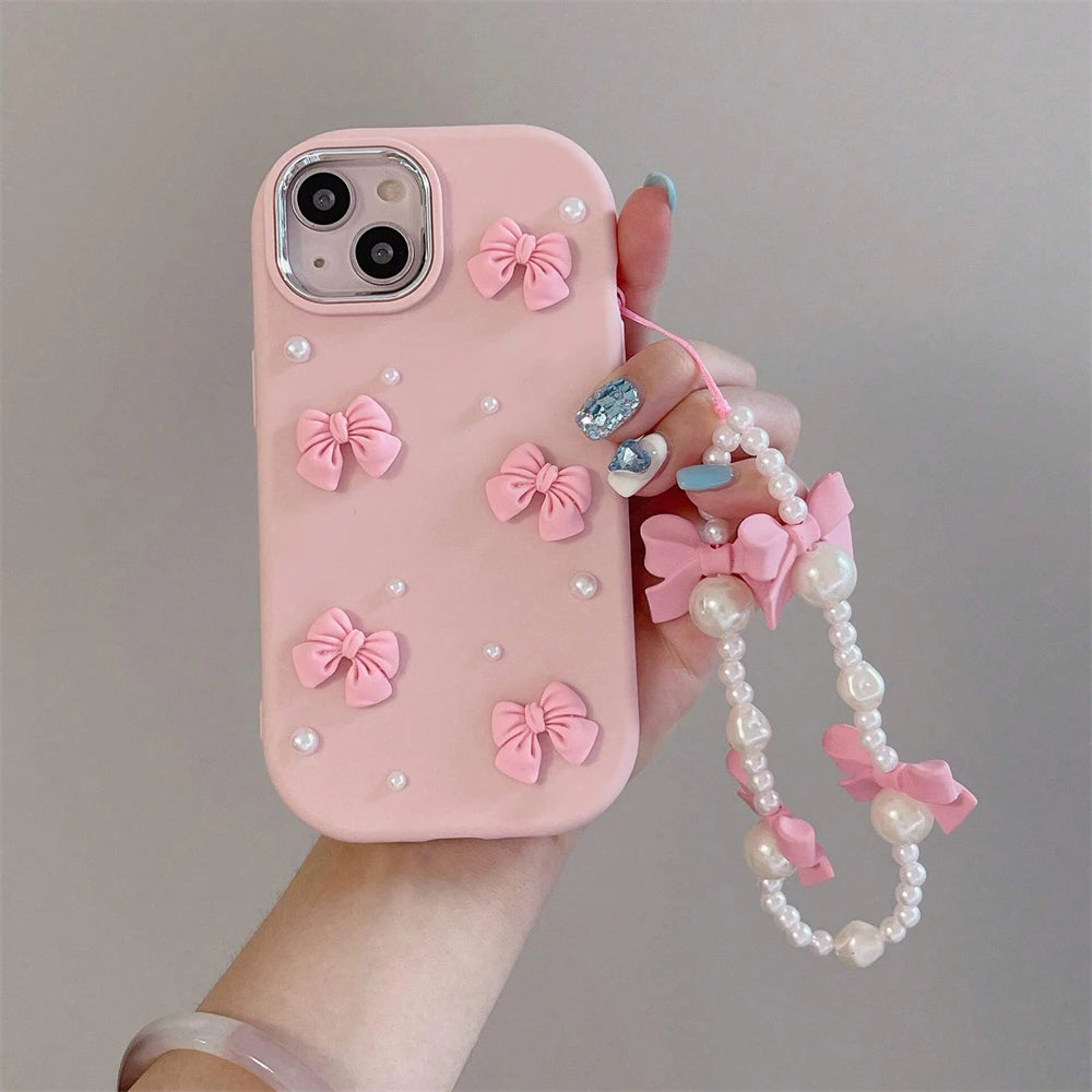 Cute Pink Bow-knot Pearl Case