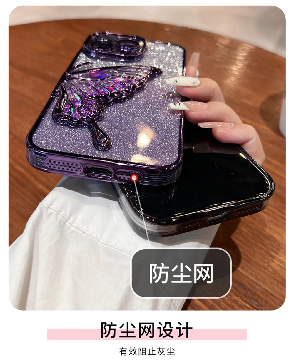 Flash Glitter Butterfly iPhone Case