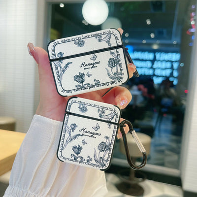 Airpods White Retro Rose Case