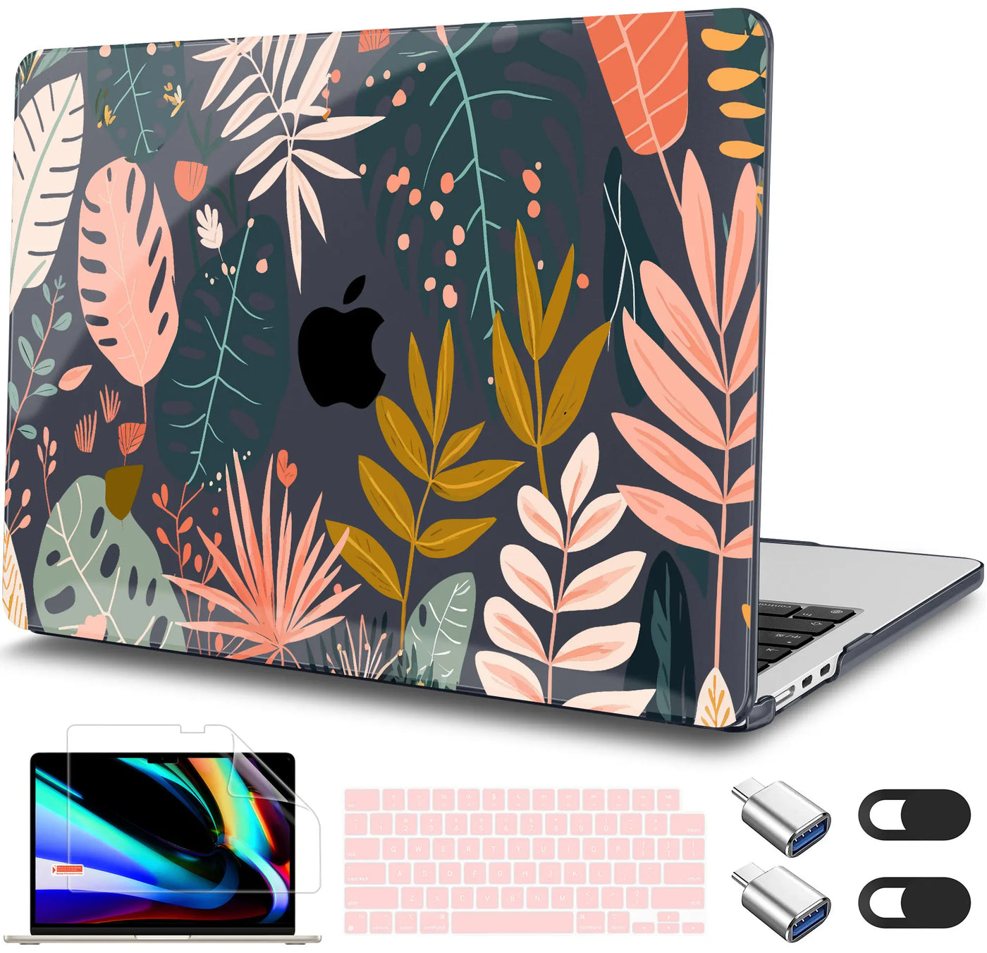 Elegant Purple Floral Print MacBook Case