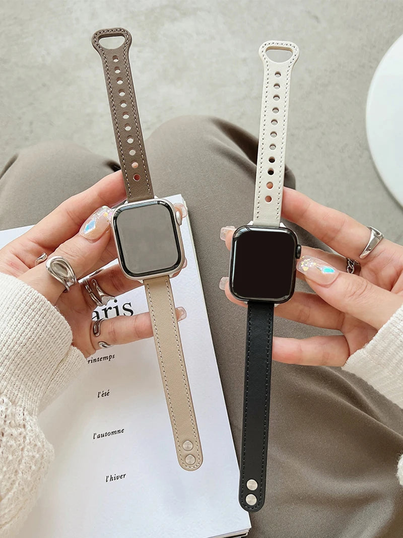 Thin Leather Strap for Apple Watch