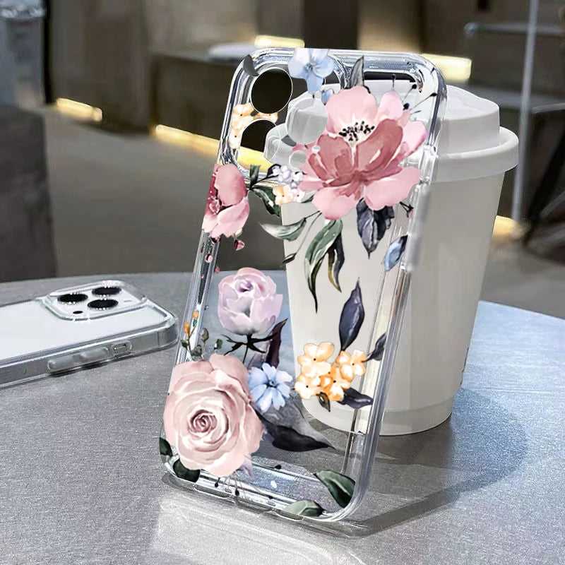 Flowers Pattern Transparent Cover