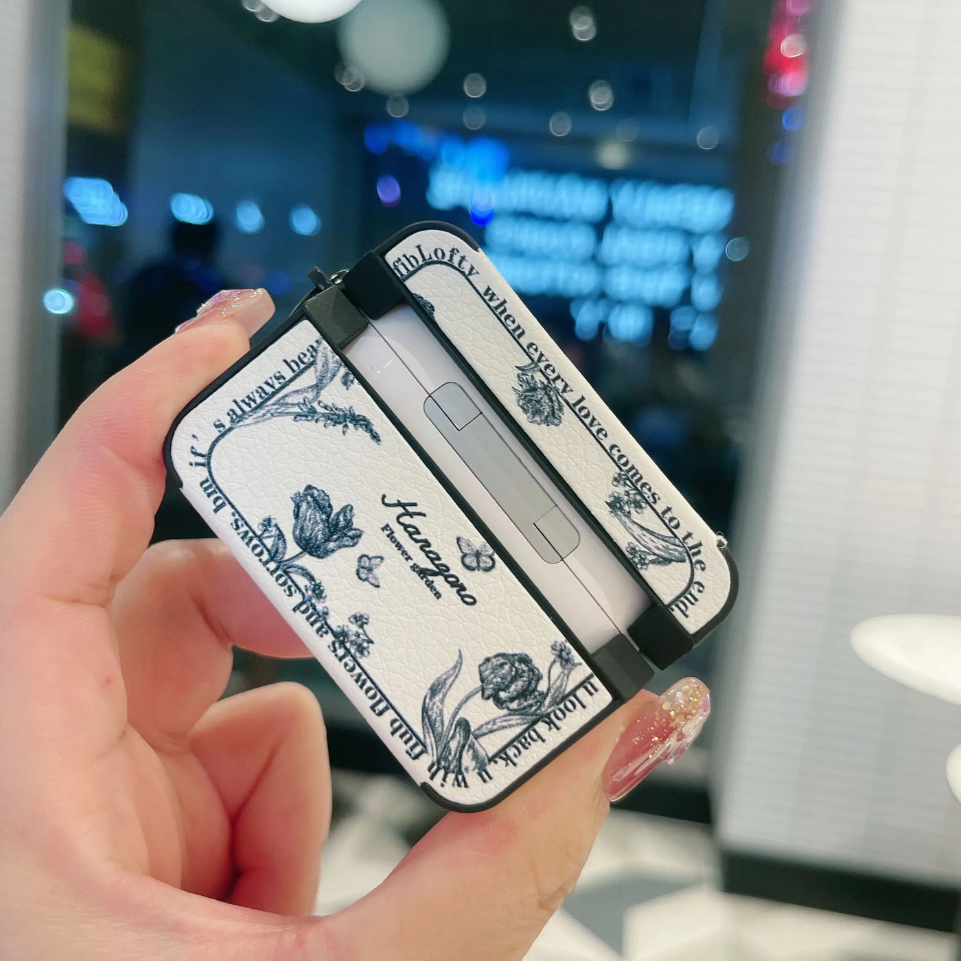 Airpods White Retro Rose Case