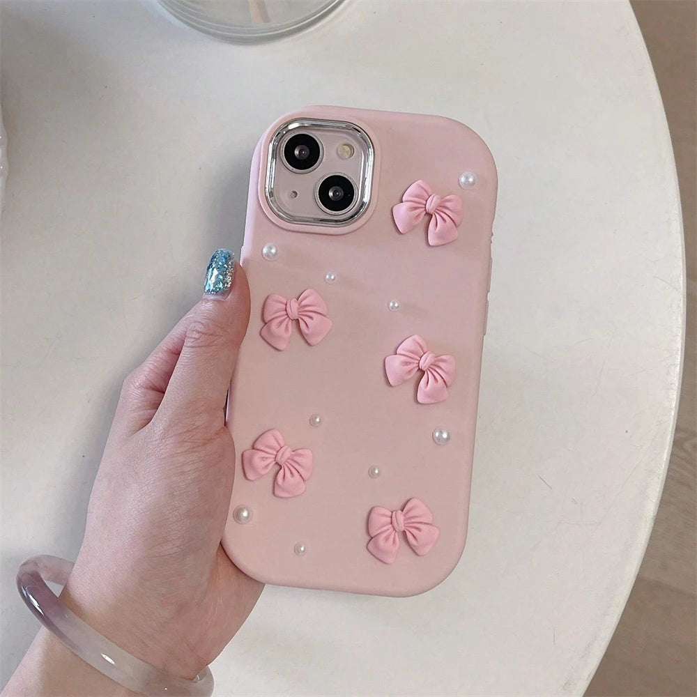 Cute Pink Bow-knot Pearl Case