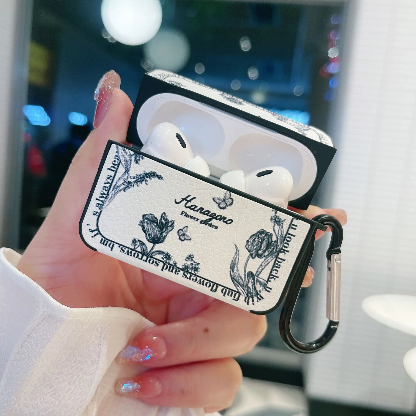 Airpods White Retro Rose Case