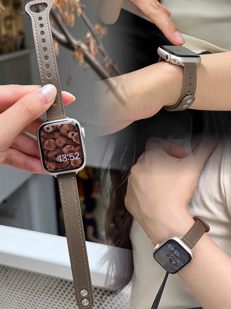 Thin Leather Strap for Apple Watch