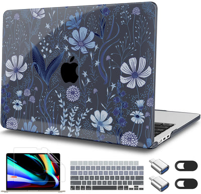 Elegant Purple Floral Print MacBook Case