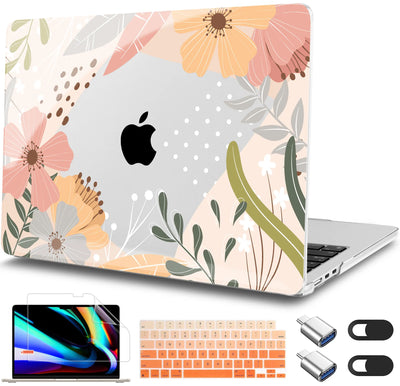 Elegant Purple Floral Print MacBook Case