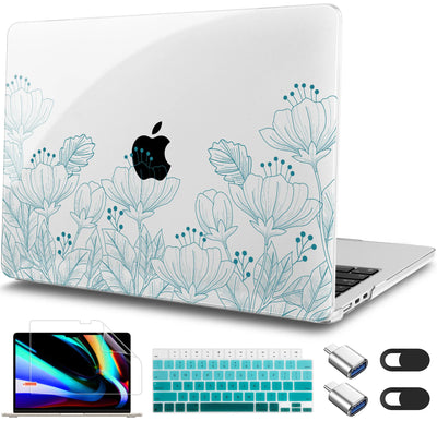 Elegant Purple Floral Print MacBook Case