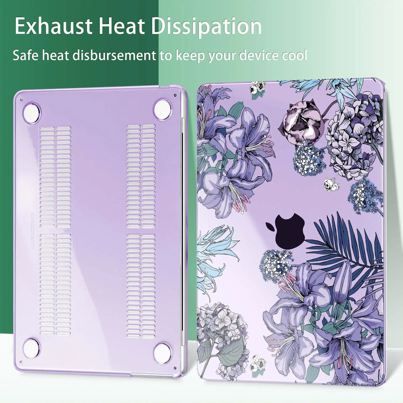 Elegant Purple Floral Print MacBook Case