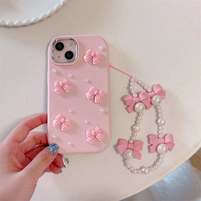 Cute Pink Bow-knot Pearl Case