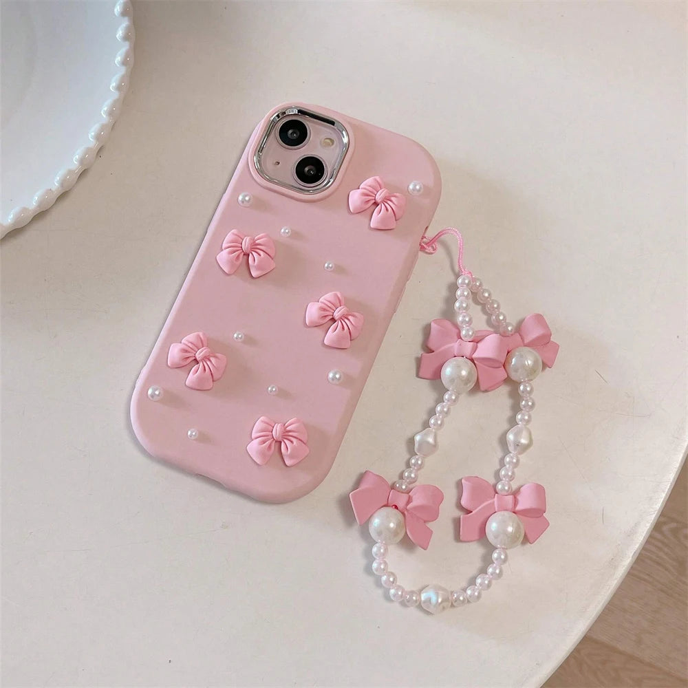 Cute Pink Bow-knot Pearl Case
