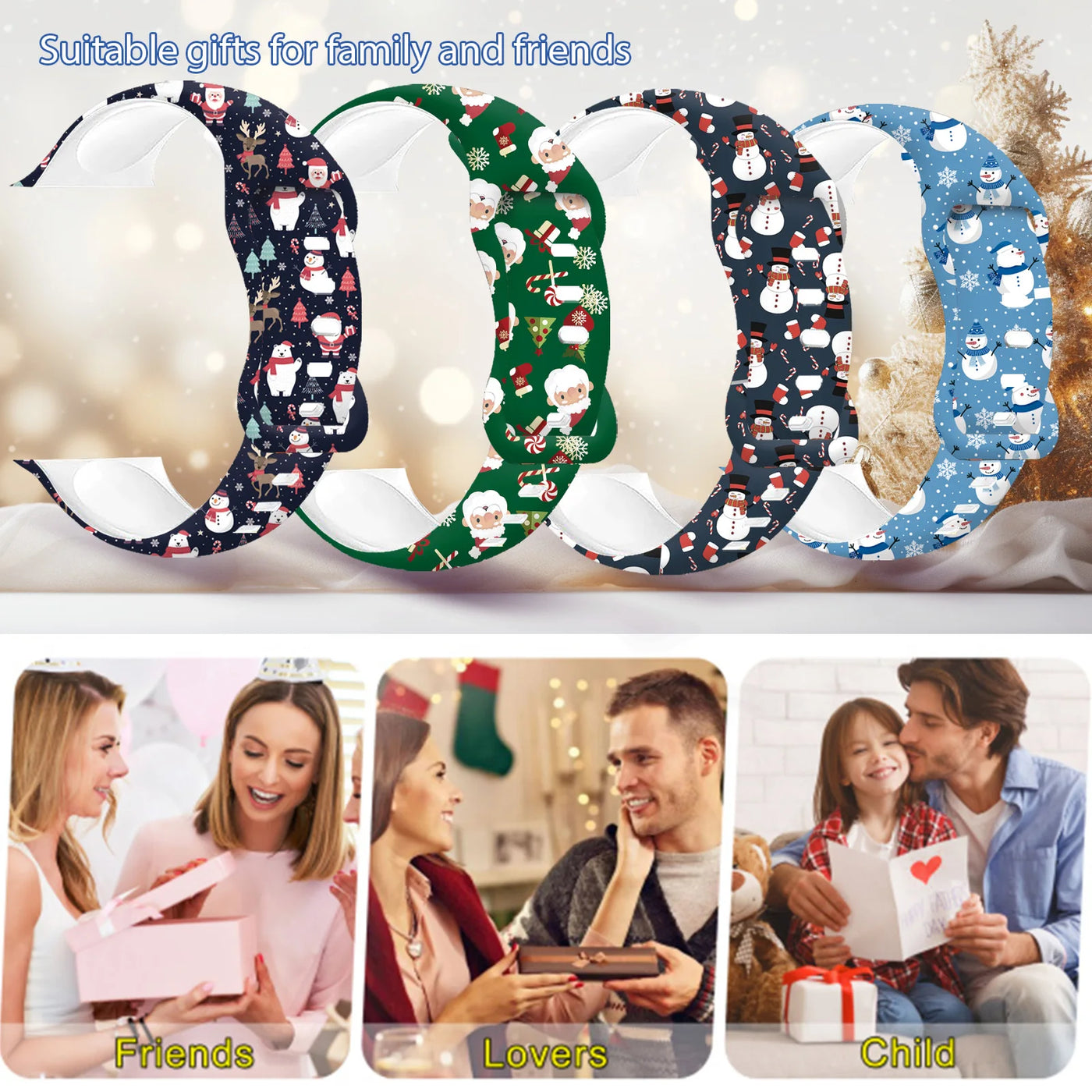 Colorful Christmas Silicone Strap