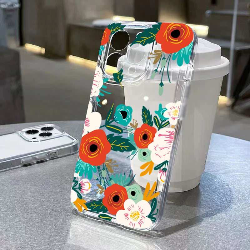 Flowers Pattern Transparent Cover