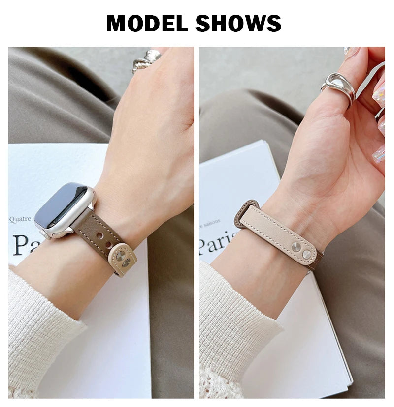 Thin Leather Strap for Apple Watch