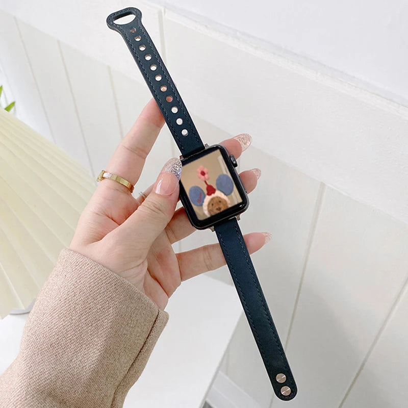 Thin Leather Strap for Apple Watch