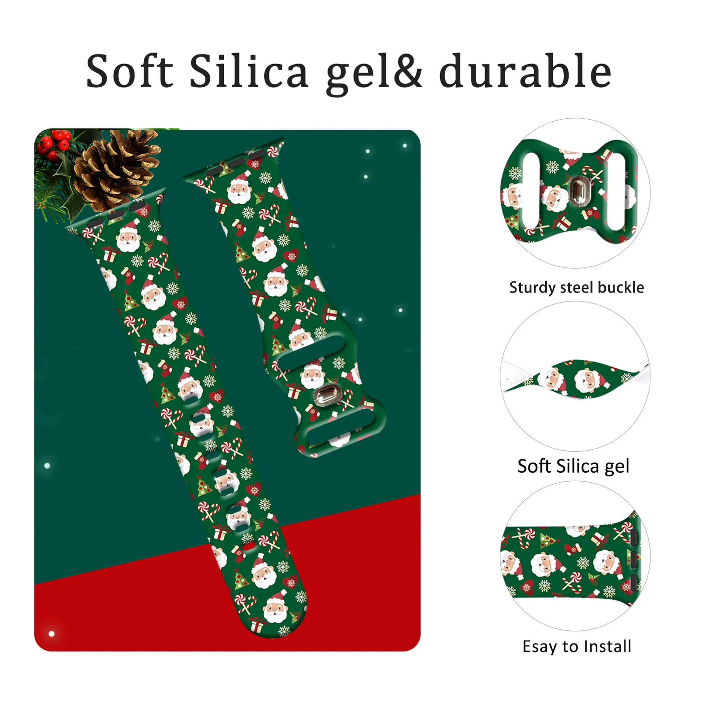 Colorful Christmas Silicone Strap